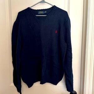 Men’s navy crewneck polo sweater